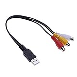 FBApayipa 25cm USB 2.0 Male to 3 RCA Female Video AV A/V Converter Audio Capture Card Adapter Cable for HDTV TV Television Wire Cord