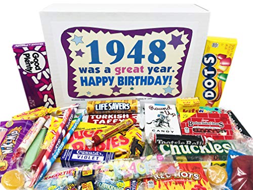 Woodstock Candy ~ 1948 73rd Birthday Gift Box Nostalgic Retro Candy Mix from Childhood for 73 Year Old Man or Woman Born 1948 Jr