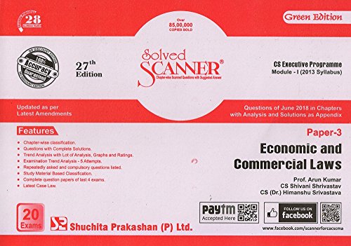 Solved Scanner CS Executive Programme Module-I (2013 Syllabus) Paper-3 Economic and Commercial Laws (dEC 2018 eXAM)
