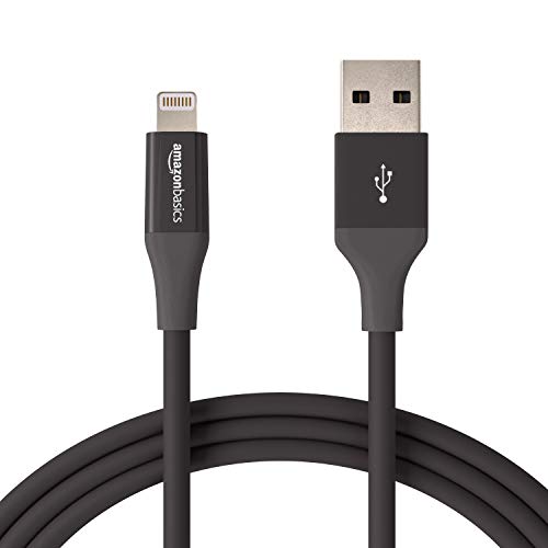 Amazon Basics Lightning to USB A Cable, Advanced Collection, MFi Certified Apple iPhone Charger, Black, 6 Foot, 12 Pack