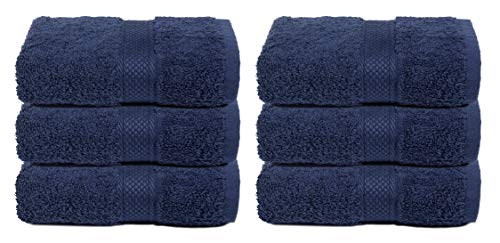 Book Cover Hand Towels 16x28 Night Sky Navy-100% Pure Ringspun Cotton-Luxurious Rayon Trim -Ideal for Daily Use -Premium Quality Luxury Cotton Absorbent and Super Soft Towels, Each Towel Weigh 580 GSM(Set of 6)