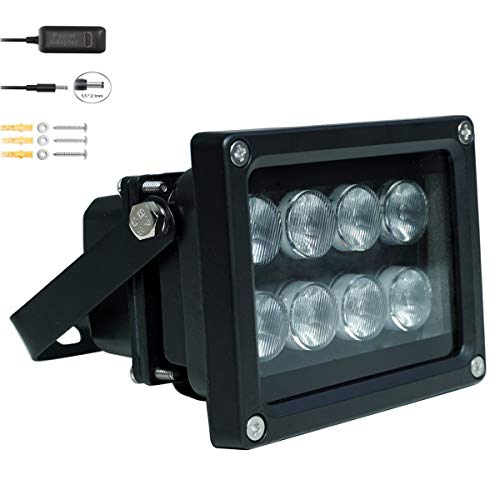JC IR Illuminator 8-Led Infrared Light Wide Angle 90°with Power Adapter for Security Cameras