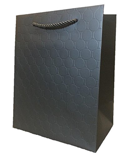 MODEENI Black Gift Bags with handles 8x10 Inches Medium Size Luxury Paper Bag 12 Bags for Mall Shopping or Small Business with Matte Embosssed Finish