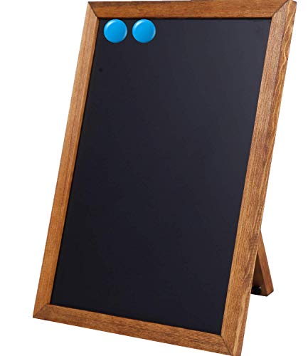 Small Chalkboard Signs with Stand â€“ Deep Black, Slate Chalk-Board 11x14 | Magnetic, Non-Porous Surface with Rustic Pine Wood Frame | Tabletop Chalkboard Sign for Wedding / Kitchen Menu Board Easel