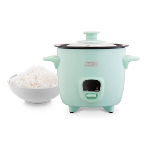 Dash DRCM200GBAQ04 Mini Rice Cooker Steamer with Removable Nonstick Pot, Keep Warm Function & Recipe Guide, Aqua