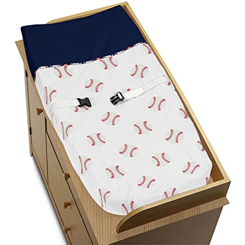 Sweet Jojo Designs Red, White and Blue Changing Pad Cover for Baseball Patch Sports Collection