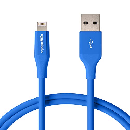 Amazon Basics Lightning to USB A Cable, Advanced Collection, MFi Certified Apple iPhone Charger, Blue, 3 Foot