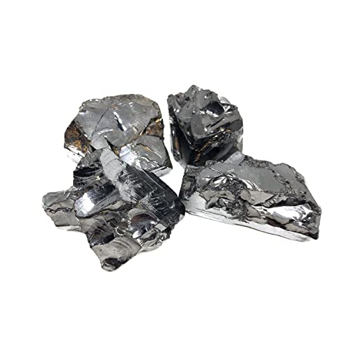 Karelian Heritage Elite Noble Shungite Crystals 4 pcs (0,022-0,007 lb per stone) | Shungite Rocks for Water Purification, Authentic Shungite Stone for Home Office Room ES187