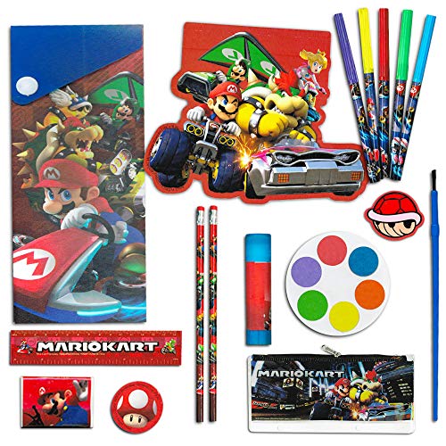 Nintendo Super Mario School Supplies Set -- Pencils, Folders, Erasers and More (12 Pc Set)