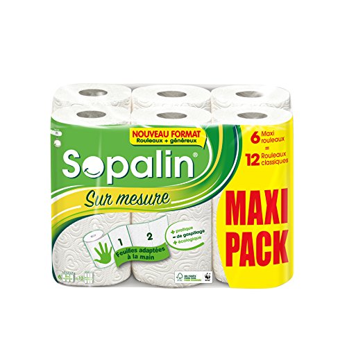 Essuie-tout - Sopalin Sur Mesure Blanc 6=12 rouleaux - Lot de 2 paquet
