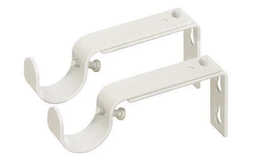 Ivilon Adjustable Brackets for Curtain Rods - for 1 or 1 1/8 Inch Rods. Set of 2 - Ivory