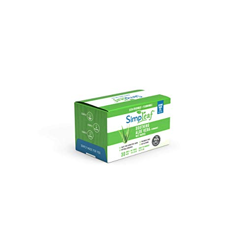 Simpleaf Flushable Wet Wipes (Single Packs): Eco- Friendly, Thick and Effective, Paraben and Alcohol Free, Hypoallergenic and Safe for Sensitive Skin, Vitamin E with Soothing... (30 counts)