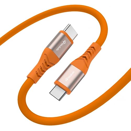 Weduda 100W USB C to USB C Cable 6ft, Soft Silicone USB 2.0 Type C Fast Charging Cable (Black+Blue)