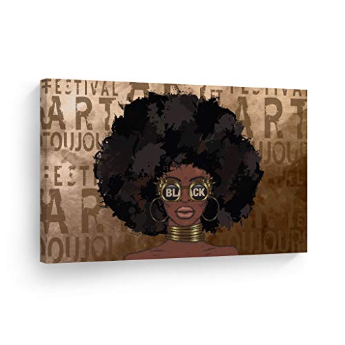 Book Cover SmileArtDesign Three African Women Stylish Make Up Modern Art Painting Canvas Print Decorive Wall Art African Art Home Decor Stretched Ready to Hang -%100 Handmade in The USA - 8x12