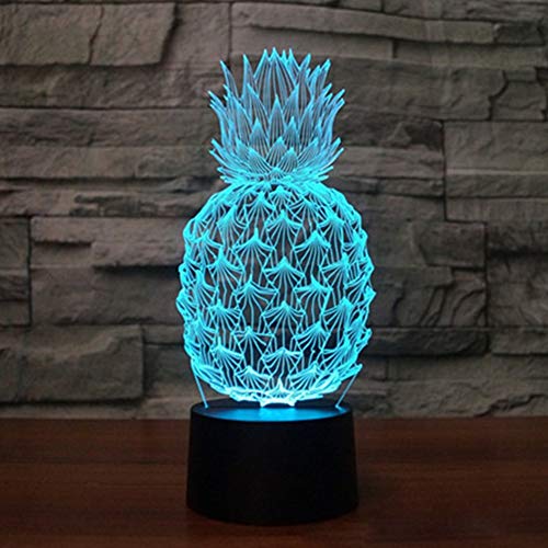 Pineapple 3D Illusion Lamp LED Pineapple Ananas Night Light for Living Bed Room Decoration USB Operated 7 Changing Colors Desk Table Lamp Light for Party Supplies Birthday Gift for Kid