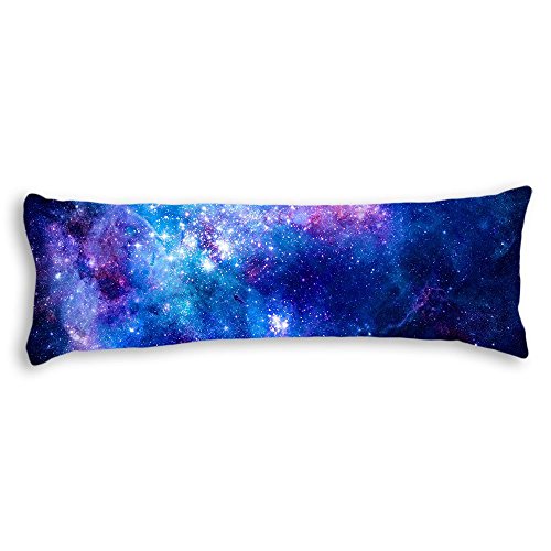 UTF4C Colorful Pink Blue Galaxy Nebula Pattern Machine Washable Adults Soft Cotton Decorative Body Pillow Case Cover, 20-Inch x 54-Inch,with Zipper for Bedroom Sofa