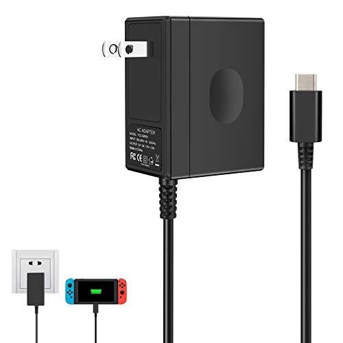 Charger for Nintendo Switch,AC adapter for Nintendo Switch - Fast Travel Wall Charger with 5FT USB Type C Cable 15V/2.6A Power Supply for Nintendo Switch Supports TV Mode and Dock Station