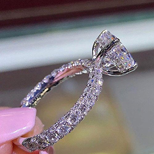 Dolland Women's Engagement Eternity Ring Rhinestone Crystal Wedding Jewelry Ring Infinity Rings for Girls,Silver,#7