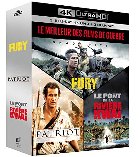 Le Meilleur des films de guerre - Coffret : Fury + The Patriot + Le Pont de la rivière Kwaï [4K Ultra HD + Blu-ray]