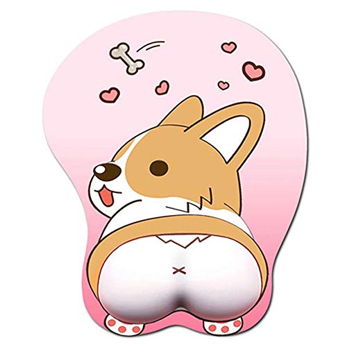 Book Cover Tidoopu Mouse Pad with Wrist Support Gel Ergonomic 3D Mouse Pad Anime Corgi Dog Mousepad Gaming Mouse Mat for PC Laptops (Pink)