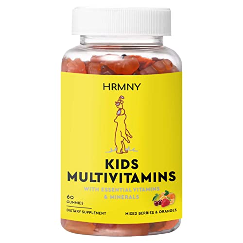 HRMNY Kids and Toddler Gummy Multivitamins (60 Vegetarian Gummies): Vitamin D3, C and Zinc for Immune Support, B12 Methylcobalamin for Energy, Folate for Cognitive, with Iron, Gluten-Free, Non-GMO