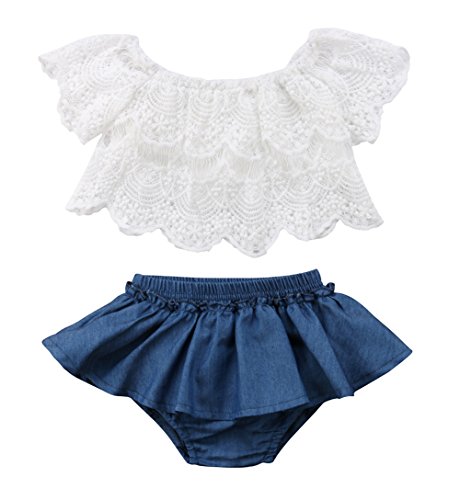 Book Cover Qiylii 2PCS Baby Girl Lace T-Shirts Tops+Shorts Pants Tutu Skirt Kid Summer Clothes