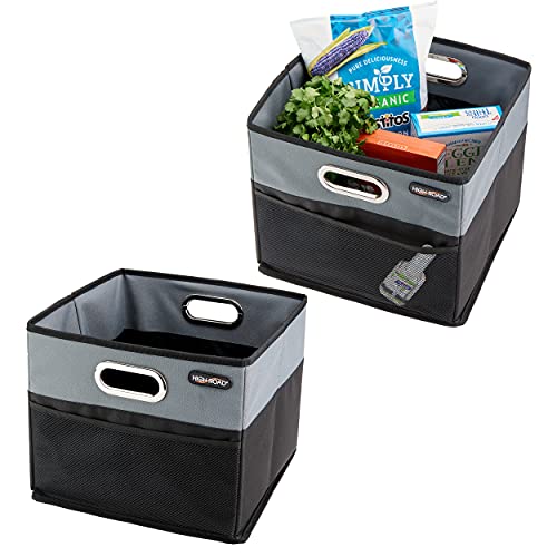 High Road CargoCube Car Trunk Organizers and Multipurpose Storage Bins with Leakproof Liner - set of 2 (Black/Gray)