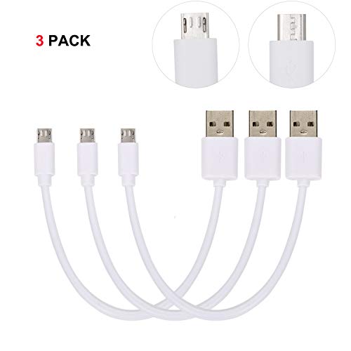 Short Micro USB B Android Cables, OthoKing USB to Micro USB Cables High Speed USB2.0 Sync and Charging Cables for Charging Station, PowerBank 20cm/8 Inch (3pack-White)