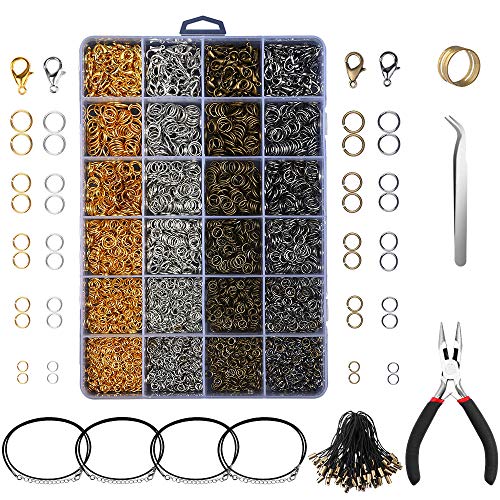 Book Cover Yblntek 3143Pcs Jewelry Findings Jewelry Making Starter Kit with Open Jump Rings, Lobster Clasps, Jewelry Pliers, Black Waxed Necklace Cord for Jewelry Making Supplies and Necklace Repair