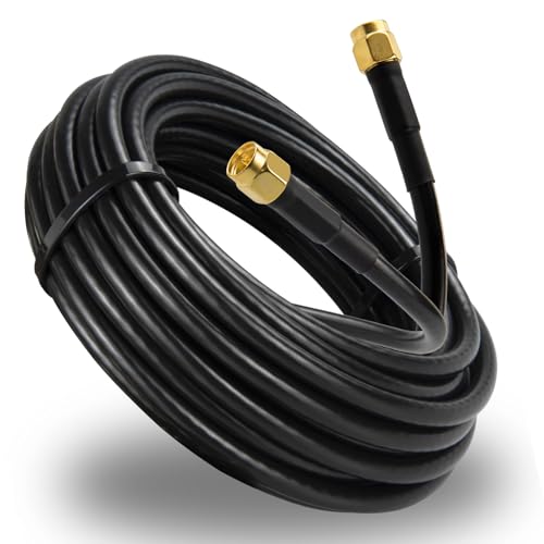 BOOBRIE RG58 SMA Type Male Pin in Center Thread Inside to SMA Male Plug Extension Coaxial Cable Connector and Two-Way Radio Applications 5M