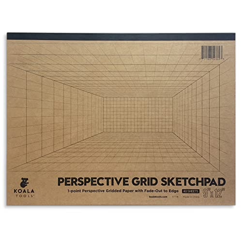 Koala Tools | Drawing Perspective (1 and 2-Point) Large Sketch Pad (1 Point - 9 x 12)
