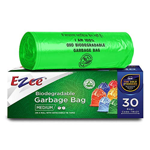 Book Cover Ezee Bio - Degradable Garbage/Trash Bags (19 X 21 Inch, Black, Pack of 5)