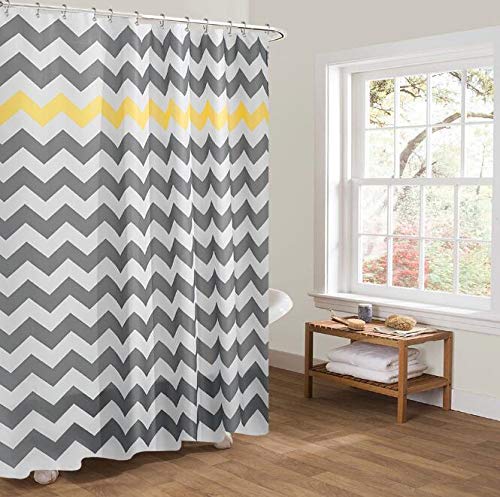 Book Cover Grey Fabric Shower Curtain Chevron Striped Bathroom Polyester Curtains Durable Waterproof Mildew Bath Sets Home Accessories Set, Water-Repellent 70.86 x 70.86inches