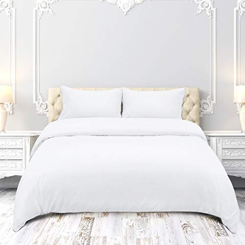 Book Cover HOMEIDEAS Duvet Cover Queen White 3 Piece - Ultra Soft Brushed 1800 Microfiber - Breathable Comforter Cover Sets with Zipper Closure & Corner Ties - No Iron Needed, Fade & Wrinkle Resistant