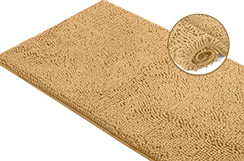 LuxUrux Bath Mat-Extra-Soft Plush Bath Shower Bathroom Rug,1'' Chenille Microfiber Material, Super Absorbent Shaggy Bath Rug. Machine Wash & Dry