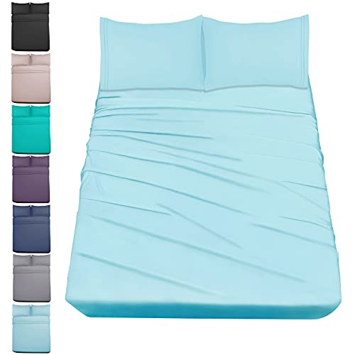 Book Cover Mejoroom Queen Size Sheets,1800TC Luxury Egyptian Queen Sheets with 15-inch Deep Pocket,Premium Bedding Collection - Extra Soft Breathable Wrinkle Fade Hypoallergenic - 4 Piece (Queen, Aqua)