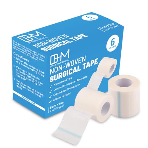 D&H Medical 6 Bulk Pack Micropore Tape Adhesive Bandage 2 Inch Length x 10 Yards Hypoallergenic Self Adhesive Rolls Flexible Stretch Breathable Dressing Used for Post-Surgical Incisions Wound Care.