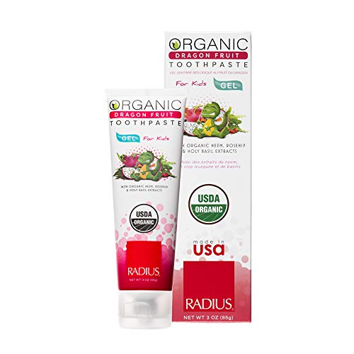 RADIUS USDA Kids Organic Toothpaste, Dragon Fruit, Non Toxic, Designed to Improve Gum Health, For Children 6 Months and Up