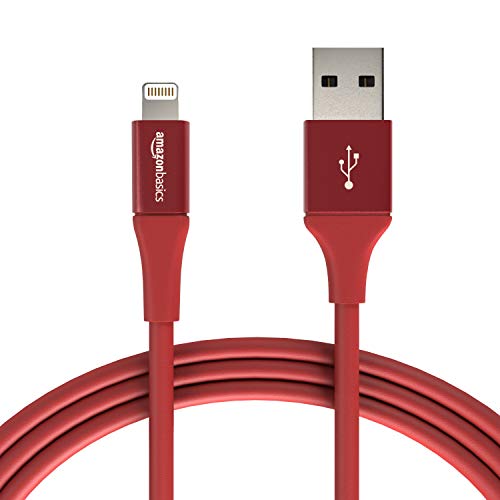 Amazon Basics USB A Cable with Lightning Connector, Premium Collection - 6 Feet (1.8 Meters) - Single - Red