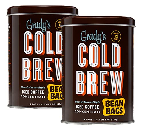 Grady's Cold Brew Coffee | Two Cans of Cold Brew Coffee Concentrate | 8 Bean Bags Makes 24 Total Servings Original 4 Count (Pack of 2)
