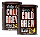 GRADY’S COLD BREW Coffee Pouches | New Orleans Style | 100% Arabica Ground Coffee & Chicory | TWO Coffee Cans, each with 4 Easy-to-Brew Bean Bags | Makes 24 drinks