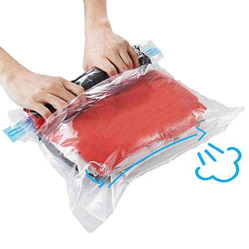 KFYM 10Pcs Vacuum Travel Storage Bag, Reusable Travel Space Saver Bags, Saves 75% of Storage Space, Perfect Travel Organizer, 3 Various Sizes-4 x S, 3 x M, and 3 xL