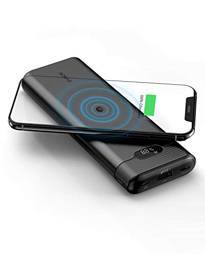 AIDEAZ Wireless Power Bank 20000mAh Portable Charger, 18W PD USB C Power Bank Charger, LCD Display, PowerOrigin Air External Battery Pack Compatible with iPhone Xs Max/X/8 and Samsung Galaxy etc.