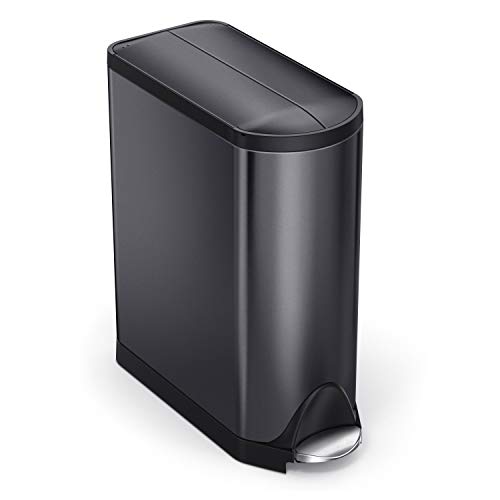 Book Cover simplehuman 45 Liter / 11.9 Gallon Butterfly Lid Kitchen Step Trash Can, Black Stainless Steel