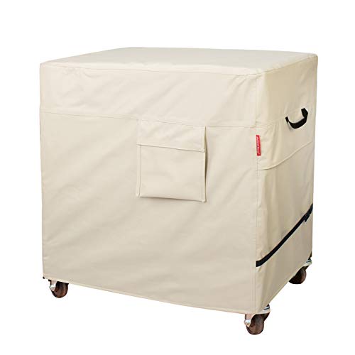 Porch Shield Waterproof 80 Qt Rolling Cooler Cart Cover Fits Most Patio Ice Chest Party Cooler Upto 34L x 20W x 32H inch, Light Tan