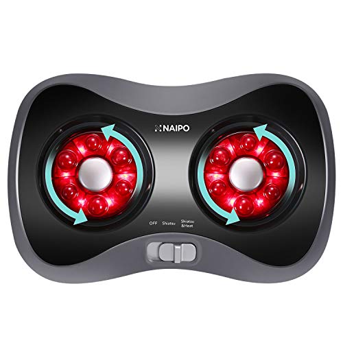 Naipo Shiatsu Foot Massager with Heat Electric Feet Massage Machine Roller Relieve Plantar Fasciitis Pain- 6 × 2 Rotating Node One-Button Control and Portable for Home Office