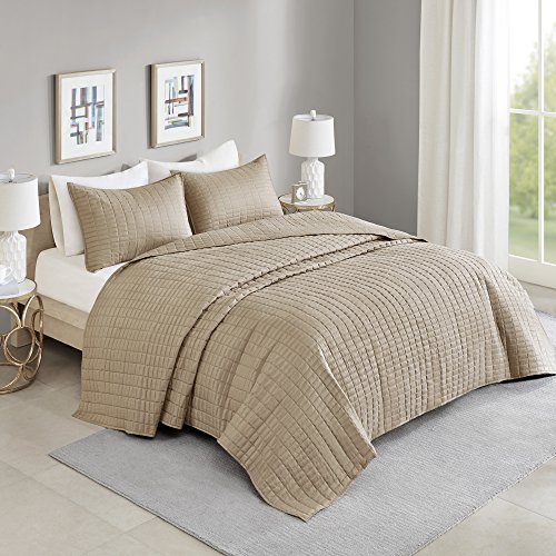 Book Cover Comfort Spaces All Season, Lightweight, Coverlet Bedspread Bedding, Matching Shams, Fabric, Taupe, Oversized King(120
