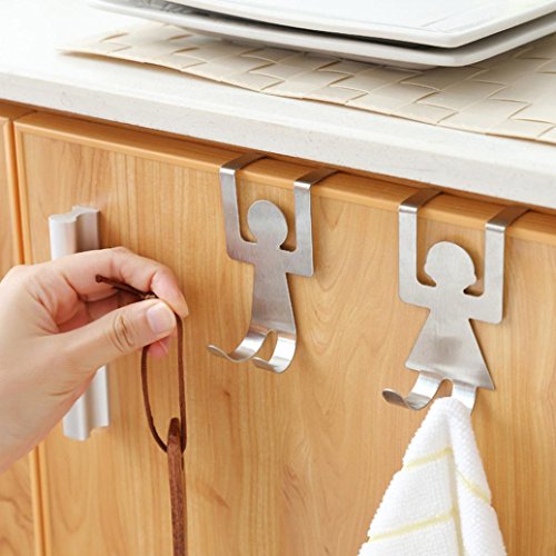 LtrottedJ 2Pcs Stainless Steel Lovers Shaped Hook Kitchen Hanger,Clothes Storage Rack Tool