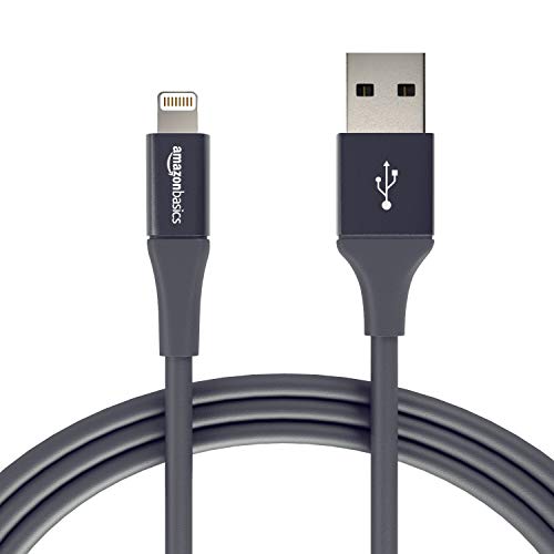 Amazon Basics Apple MFi-Certified USB A Cable with Lightning Connector, Premium Collection - 6 Feet (1.8 Meters) - Single - Gray