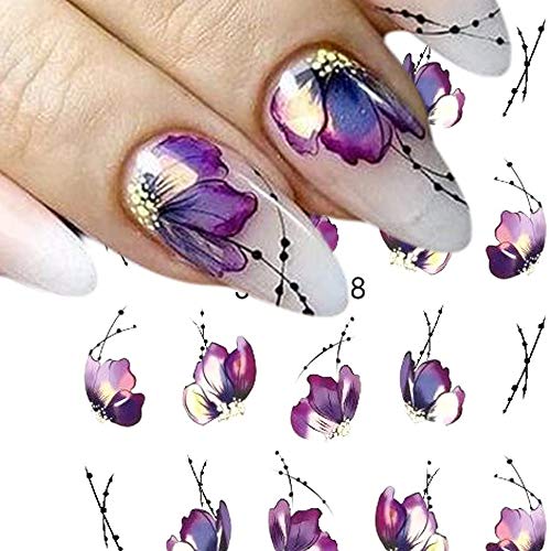 10pcs Nail Sticker Butterfly Flower Water Transfer Decal Sliders for Nail Art Decoration Tattoo Manicure Wraps Tools Tip